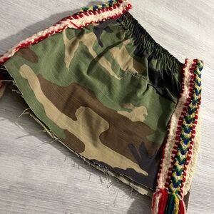 Camouflage Mini Skirt with Colorful Trim